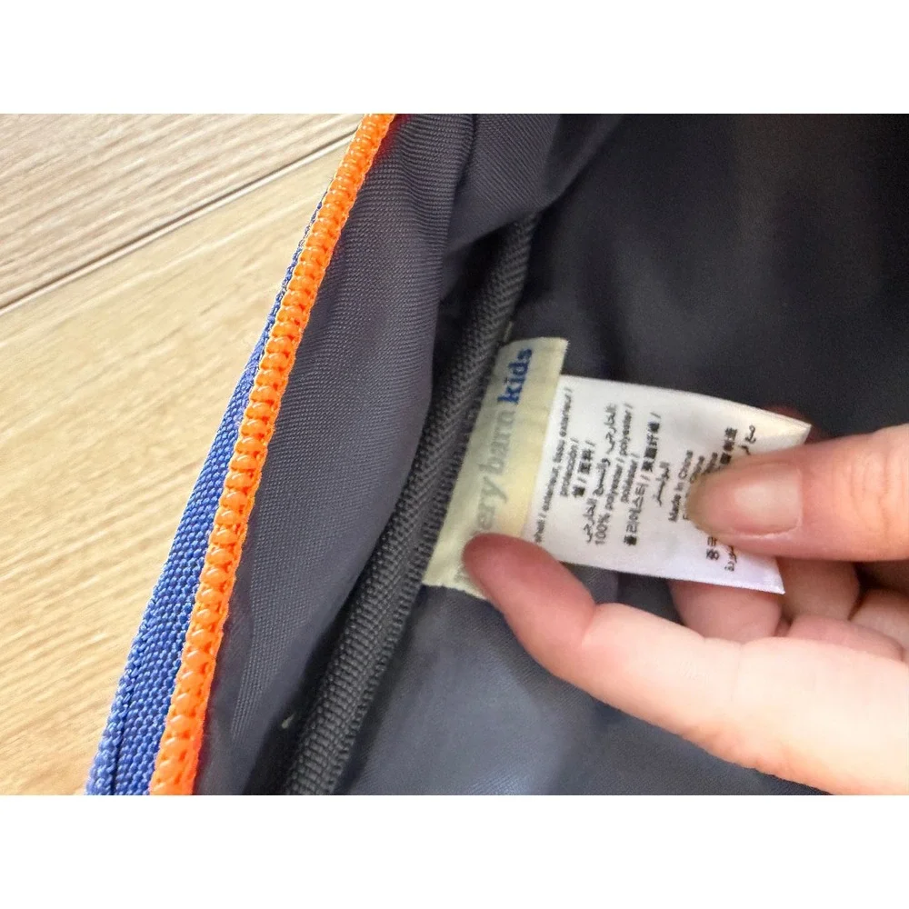 Pottery Barn Kids Backpack Navy Blue‎ White Striped Orange Wes Embroidered mini